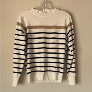 Hem & Thread Striped Sweater with Gold Accent